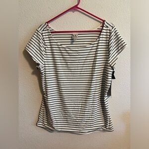 NWT Worthington White and Black Striped Shirt Size XXL